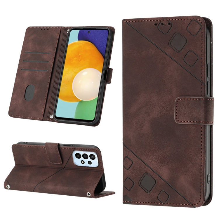 For Samsung Galaxy A52 5G / 4G Skin-feel Embossed Leather Phone Case