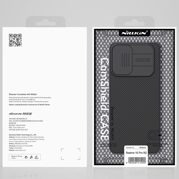 For Realme 10 Pro 5G NILLKIN Black Mirror Series Camshield PC Phone Case