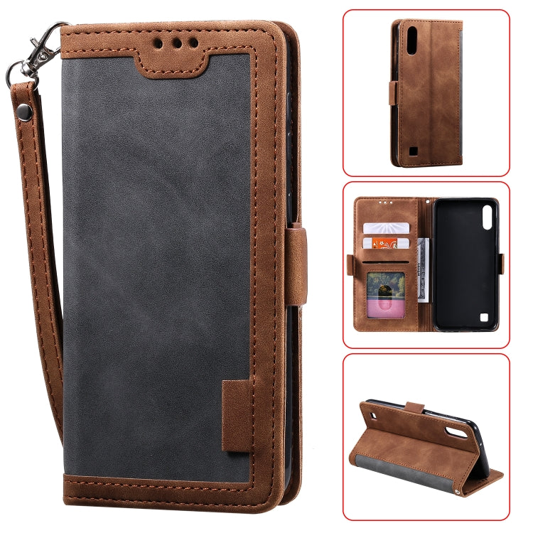 For Galaxy A10 / M10 Retro Splicing Horizontal Flip Leather Case with Card Slots & Holder & Wallet