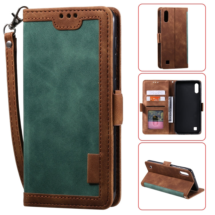 For Galaxy A10 / M10 Retro Splicing Horizontal Flip Leather Case with Card Slots & Holder & Wallet