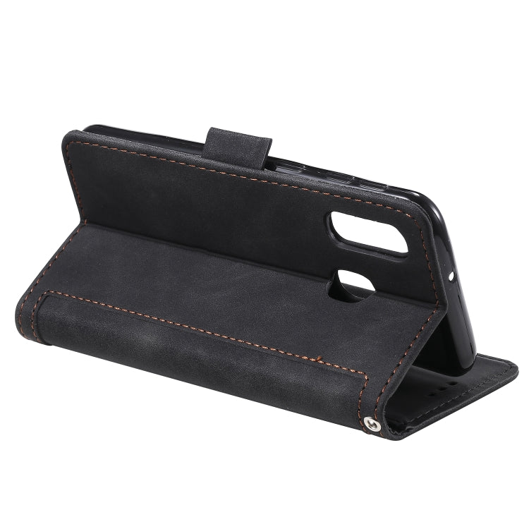 For Galaxy A20e Retro Splicing Horizontal Flip Leather Case with Card Slots & Holder & Wallet