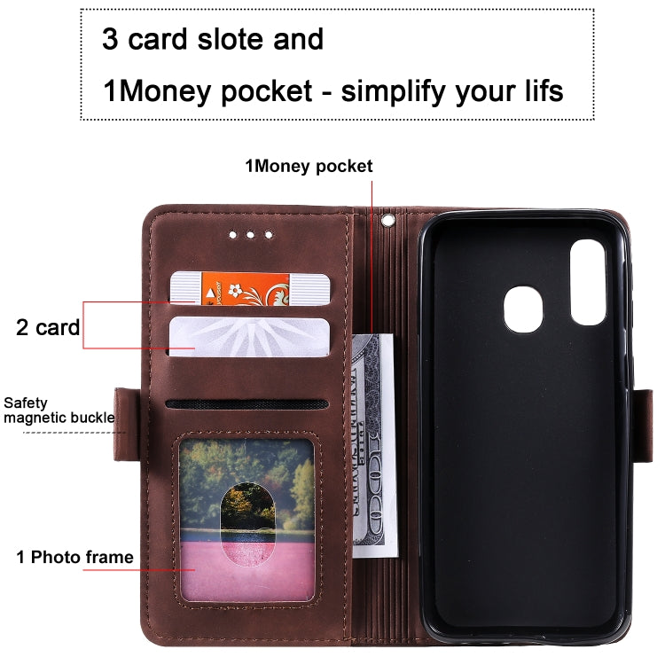 For Galaxy A20e Retro Splicing Horizontal Flip Leather Case with Card Slots & Holder & Wallet
