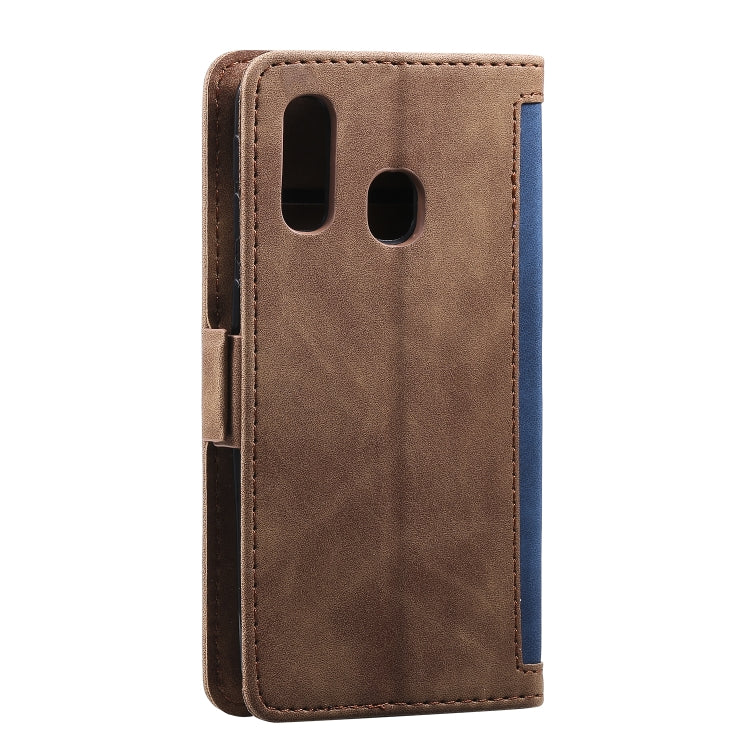 For Galaxy A20e Retro Splicing Horizontal Flip Leather Case with Card Slots & Holder & Wallet
