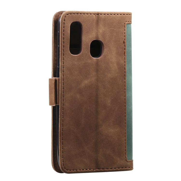 For Galaxy A20e Retro Splicing Horizontal Flip Leather Case with Card Slots & Holder & Wallet
