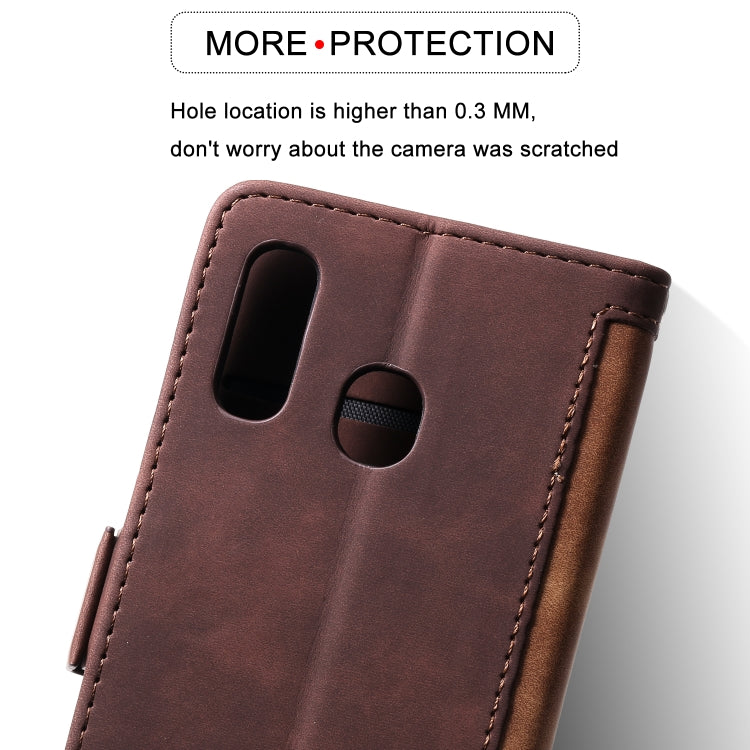 For Galaxy A20e Retro Splicing Horizontal Flip Leather Case with Card Slots & Holder & Wallet