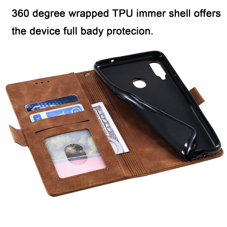 For Galaxy A20s Retro Splicing Horizontal Flip Leather Case with Card Slots & Holder & Wallet