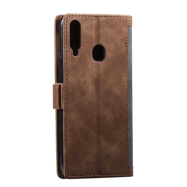For Galaxy A20s Retro Splicing Horizontal Flip Leather Case with Card Slots & Holder & Wallet