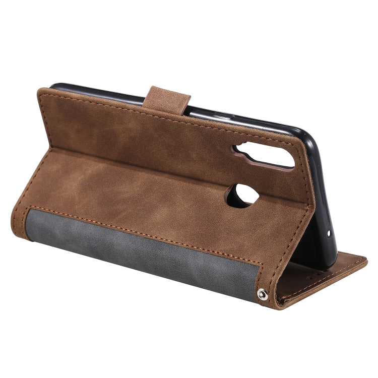 For Galaxy A20s Retro Splicing Horizontal Flip Leather Case with Card Slots & Holder & Wallet