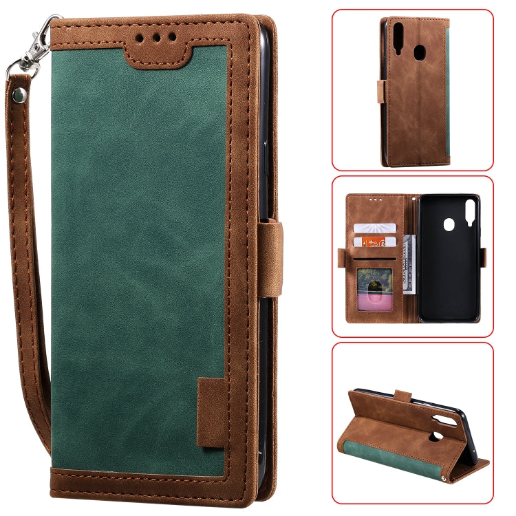 For Galaxy A20s Retro Splicing Horizontal Flip Leather Case with Card Slots & Holder & Wallet