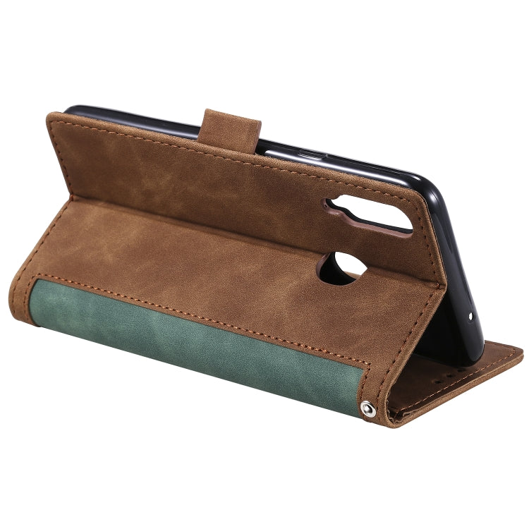 For Galaxy A20s Retro Splicing Horizontal Flip Leather Case with Card Slots & Holder & Wallet