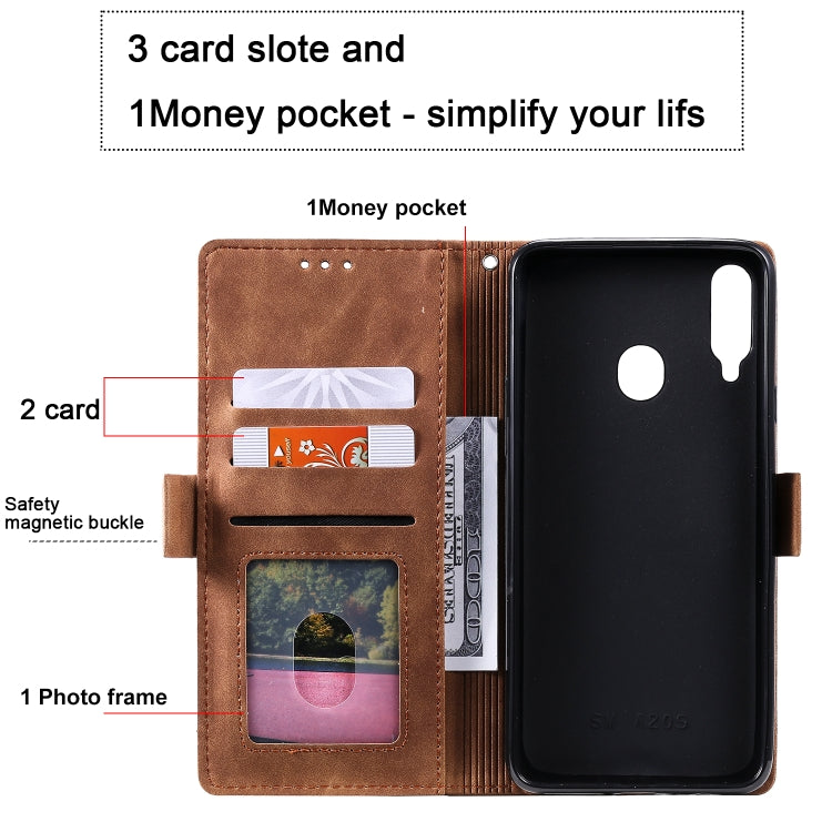 For Galaxy A20s Retro Splicing Horizontal Flip Leather Case with Card Slots & Holder & Wallet