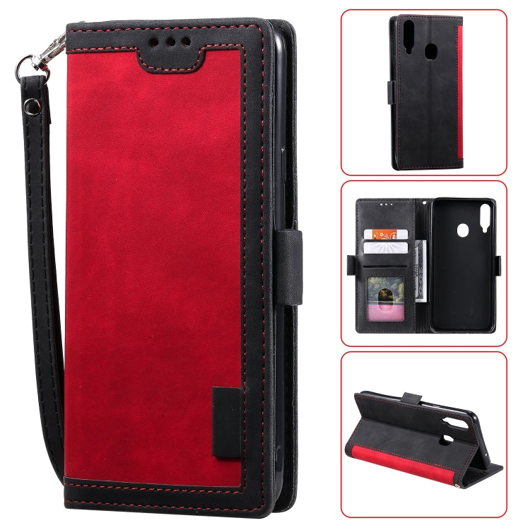 For Galaxy A20s Retro Splicing Horizontal Flip Leather Case with Card Slots & Holder & Wallet