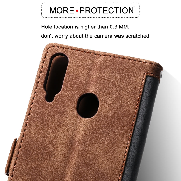 For Galaxy A20s Retro Splicing Horizontal Flip Leather Case with Card Slots & Holder & Wallet