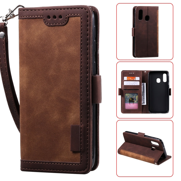 For Galaxy A40 Retro Splicing Horizontal Flip Leather Case with Card Slots & Holder & Wallet