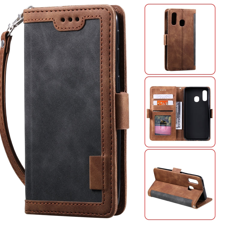 For Galaxy A40 Retro Splicing Horizontal Flip Leather Case with Card Slots & Holder & Wallet