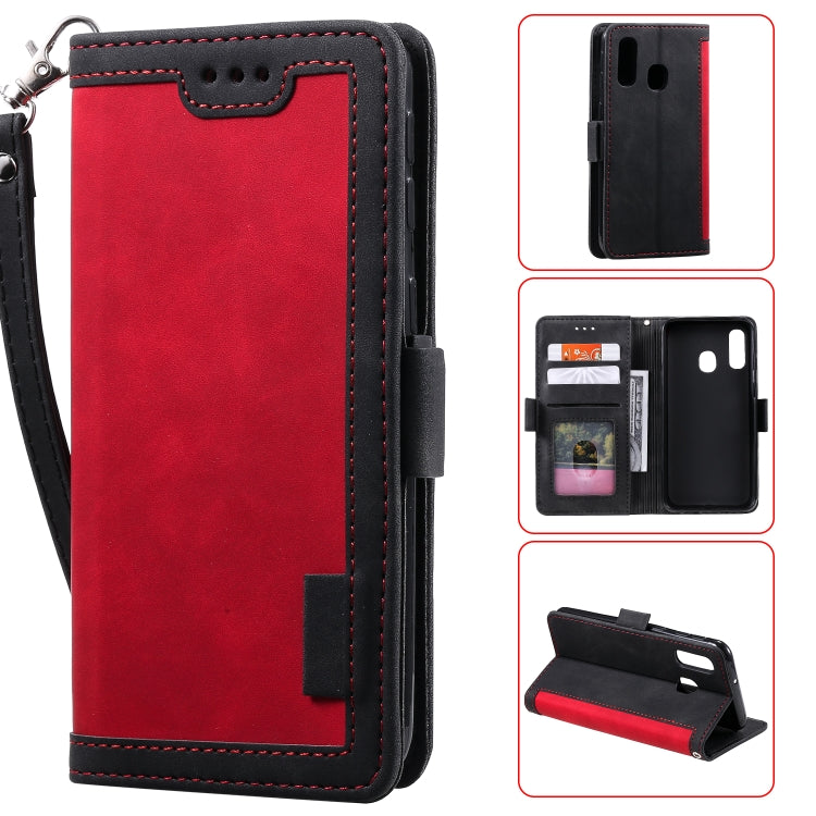 For Galaxy A40 Retro Splicing Horizontal Flip Leather Case with Card Slots & Holder & Wallet