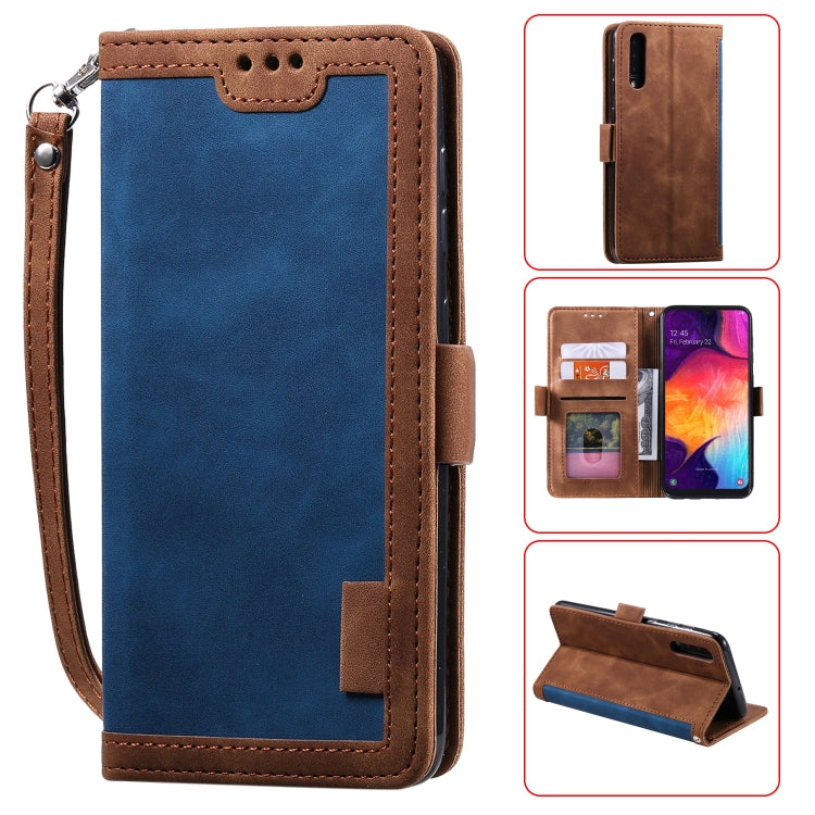 For Galaxy A50 Retro Splicing Horizontal Flip Leather Case with Card Slots & Holder & Wallet
