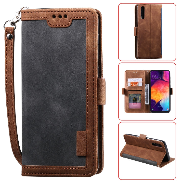 For Galaxy A50 Retro Splicing Horizontal Flip Leather Case with Card Slots & Holder & Wallet