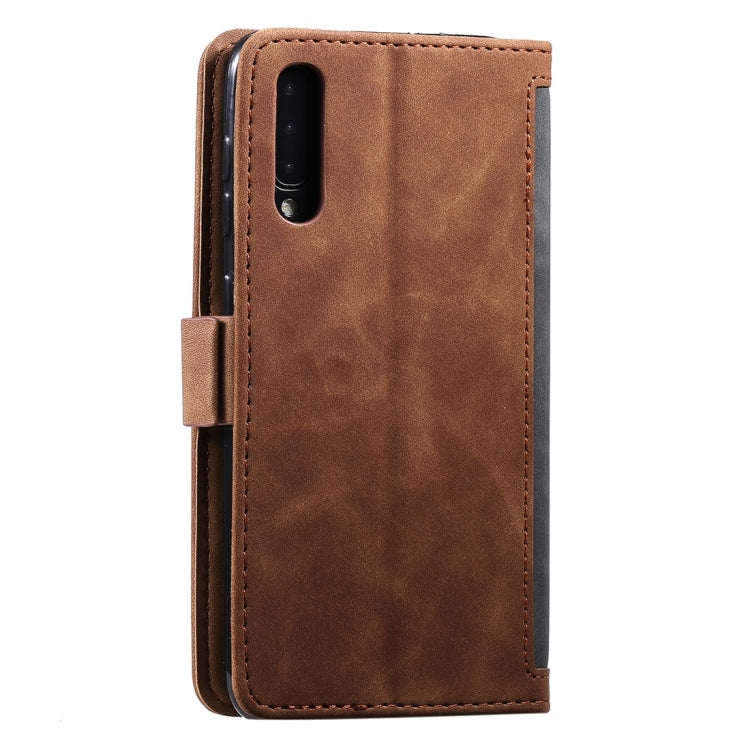 For Galaxy A50 Retro Splicing Horizontal Flip Leather Case with Card Slots & Holder & Wallet