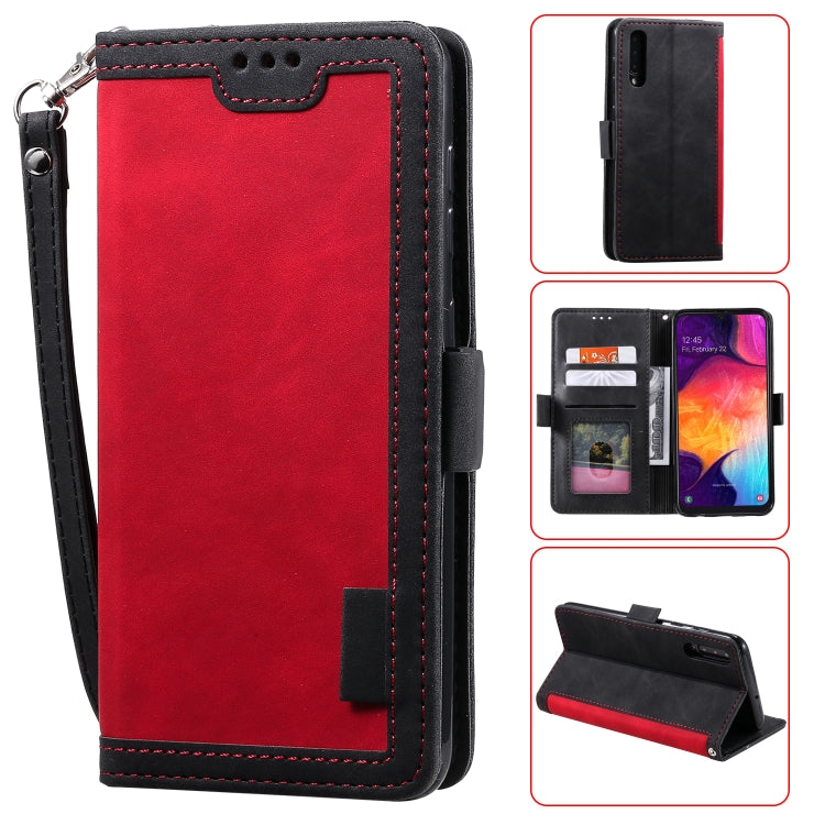 For Galaxy A50 Retro Splicing Horizontal Flip Leather Case with Card Slots & Holder & Wallet