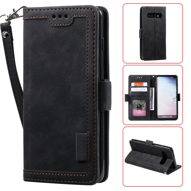 For Galaxy S10 Retro Splicing Horizontal Flip Leather Case with Card Slots & Holder & Wallet