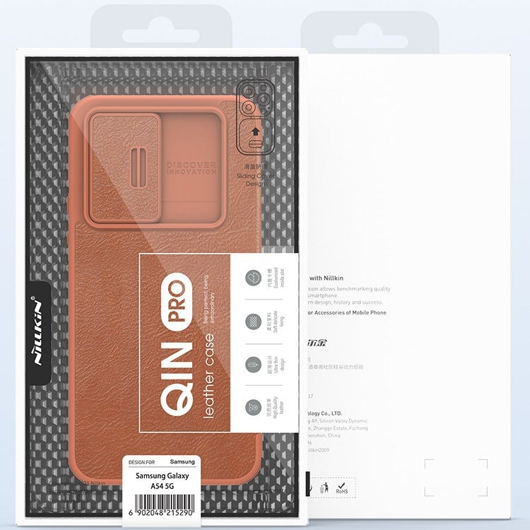 For Samsung Galaxy A54 5G NILLKIN QIN Series Pro Sliding Camera Cover Design Leather Phone Case