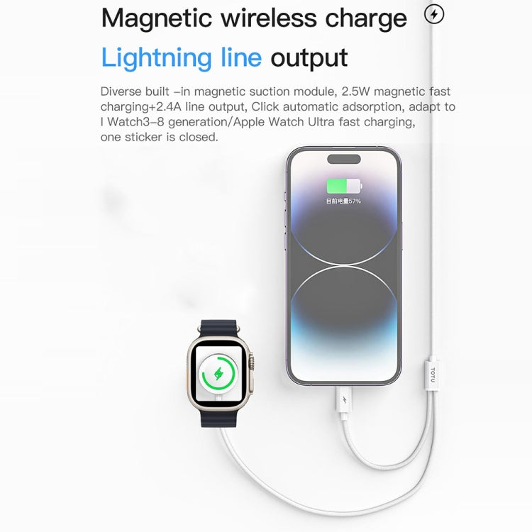 TOTUDESIGN CACW-073 USB-C / Type-C Watch Braided Wire Magnetic Charger(White)