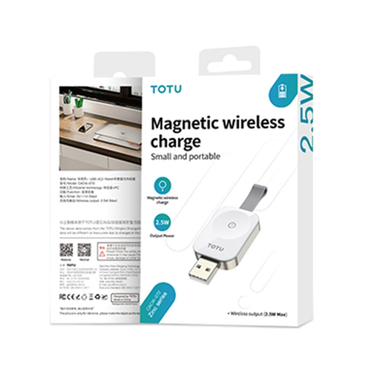 For Apple Watch TOTUDESIGN Watch Wireless Magnetic Charger, Interface:USB-A(White)