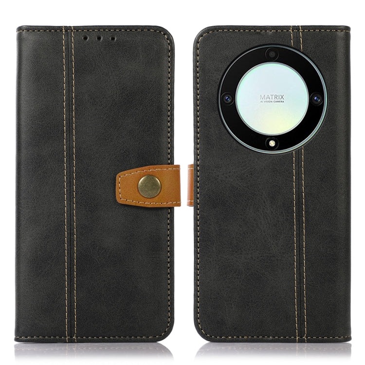 For Honor X9a 4G Stitching Thread Calf Texture Leather Phone Case