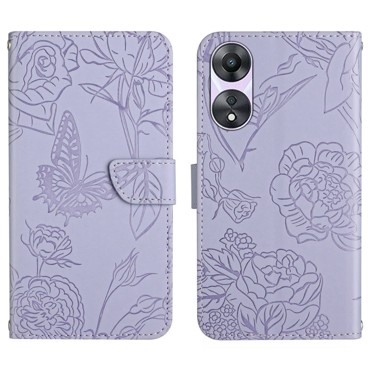 For OPPO Reno8 T 5G/A1 Pro 5G HT03 Skin Feel Butterfly Embossed Flip Leather Phone Case