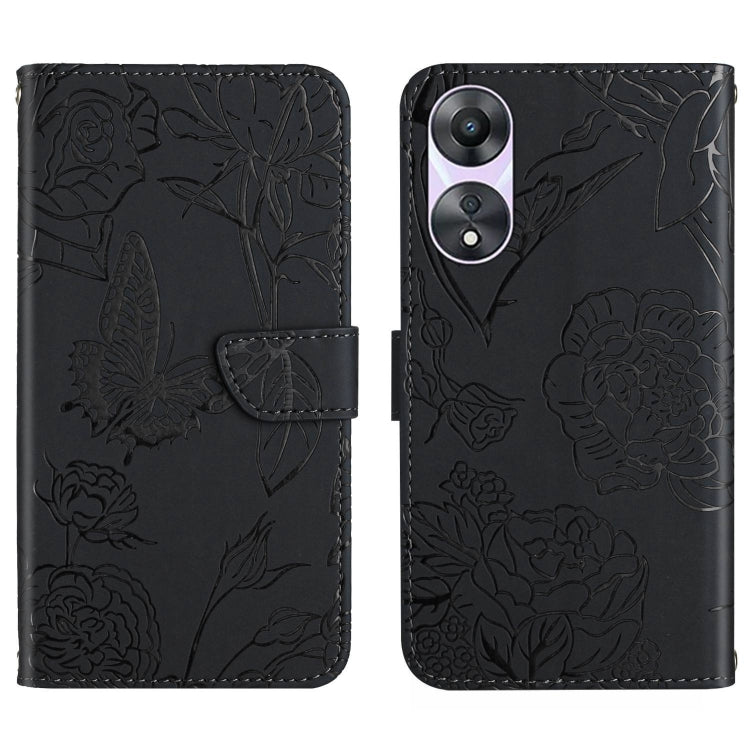 For OPPO Reno8 T 5G/A1 Pro 5G HT03 Skin Feel Butterfly Embossed Flip Leather Phone Case