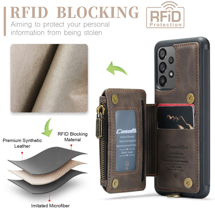 For Samsung Galaxy A73 CaseMe C20 Multifunctional RFID Leather Phone Case