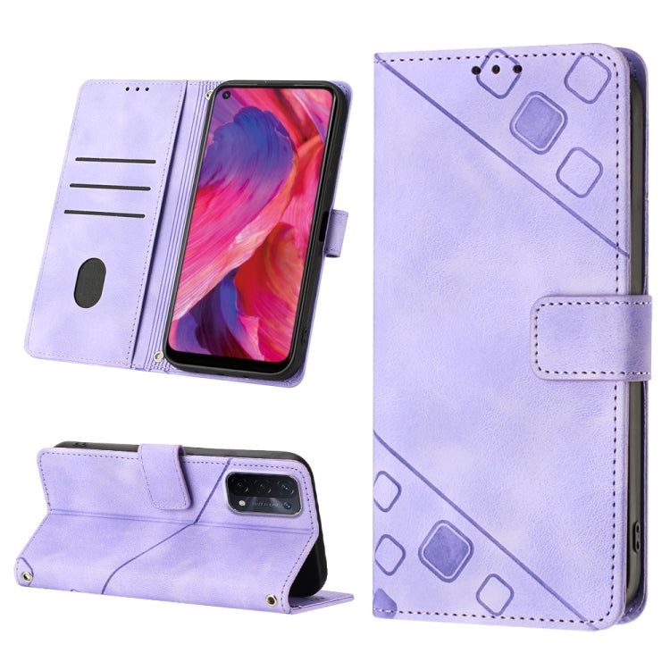 For OPPO A54 5G / A74 5G / A93 5G Skin-feel Embossed Leather Phone Case