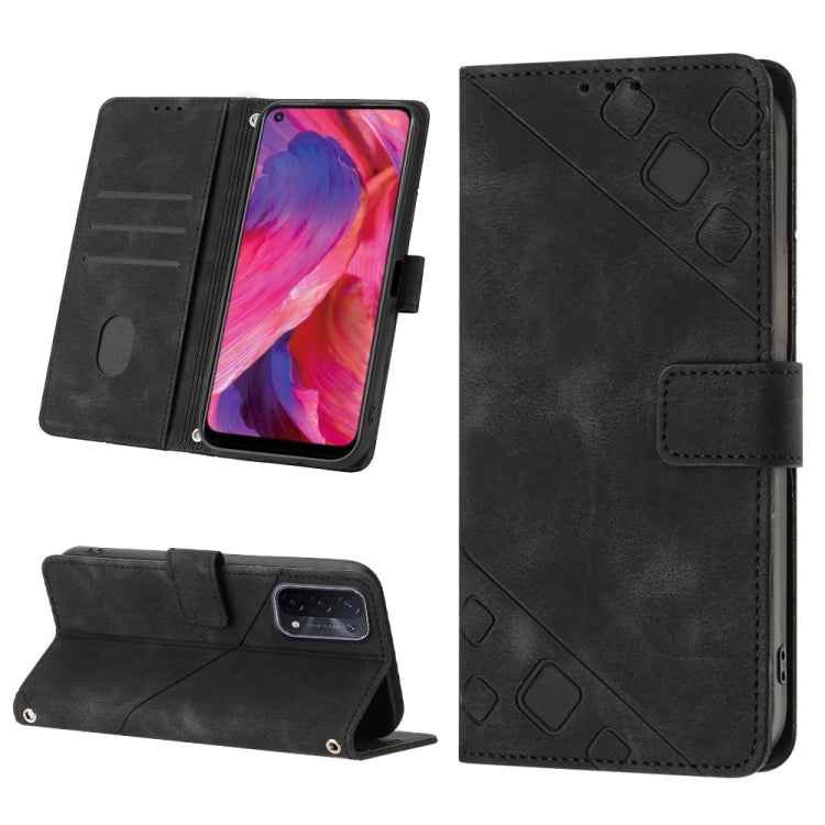 For OPPO A54 5G / A74 5G / A93 5G Skin-feel Embossed Leather Phone Case