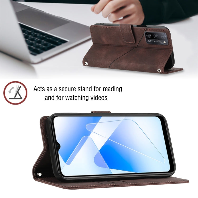 Skin-feel Embossed Leather Phone Case For OPPO A55 5G / A54 4G / A16 4G / A16s / A55 4G / A54s / A56 5G / Realme V11 5G