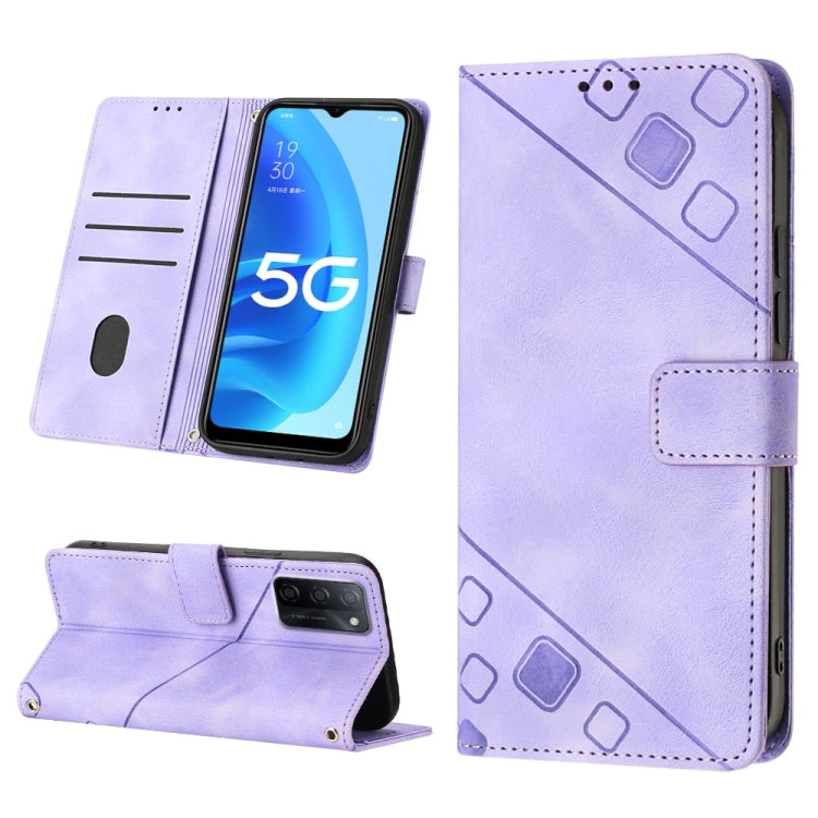 For OPPO A55s 5G Skin-feel Embossed Leather Phone Case