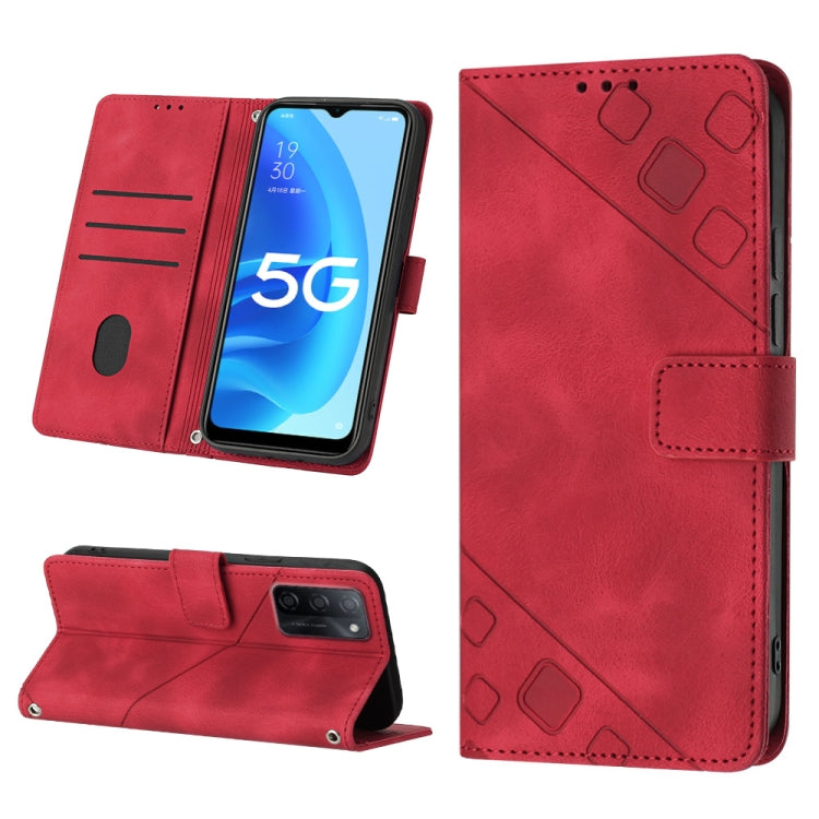 For OPPO A55s 5G Skin-feel Embossed Leather Phone Case