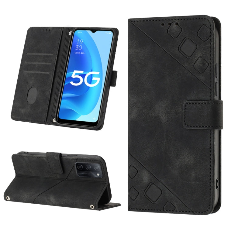 For OPPO A55s 5G Skin-feel Embossed Leather Phone Case