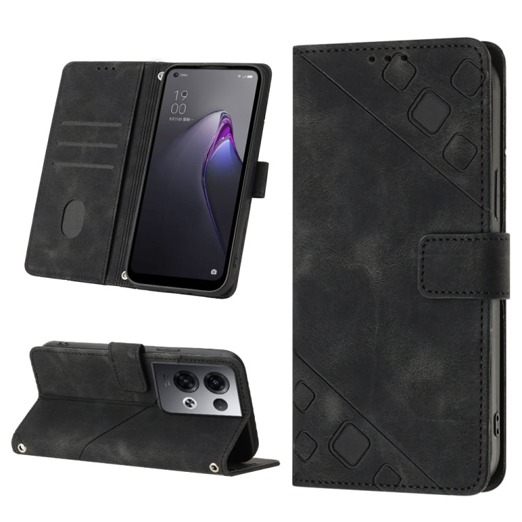 For OPPO Reno8 Pro 5G Skin-feel Embossed Leather Phone Case