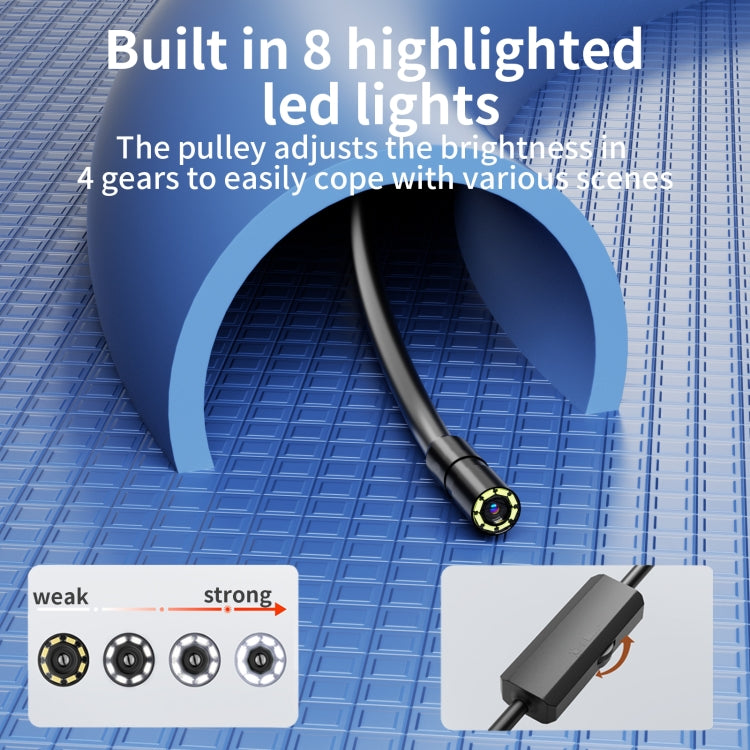 AN112 IP68 8LEDS 8mm Industrial Videoscope for 8 Pin, Length:2m Flexible Line