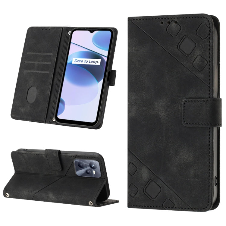 For Realme C35 Skin-feel Embossed Leather Phone Case