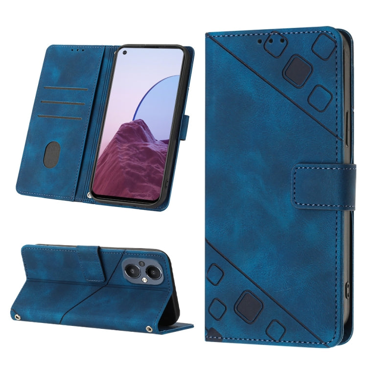 Skin-feel Embossed Leather Phone Case For OnePlus Nord N20 5G / OPPO Reno7 Z 5G / F21 Pro 5G Indian / Reno7 Lite 5G / Reno8 Lite 5G