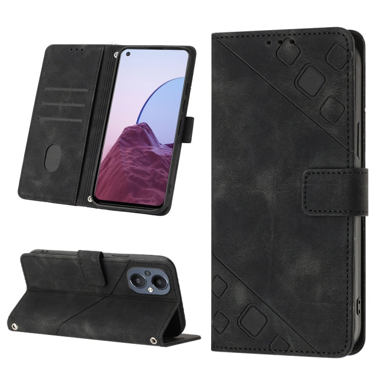 Skin-feel Embossed Leather Phone Case For OnePlus Nord N20 5G / OPPO Reno7 Z 5G / F21 Pro 5G Indian / Reno7 Lite 5G / Reno8 Lite 5G