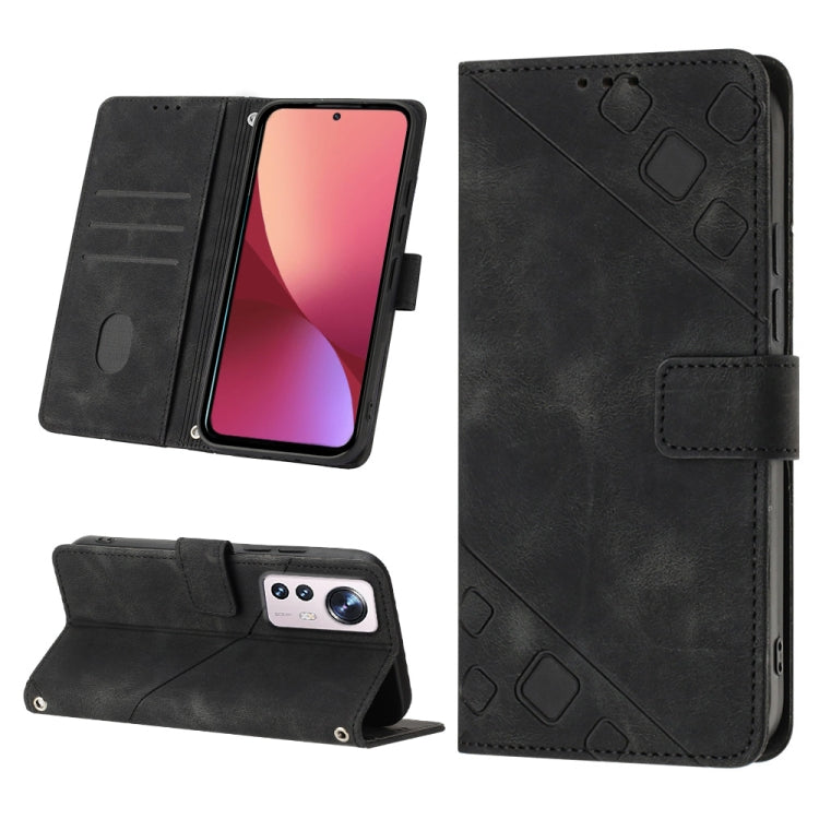For Xiaomi 12 Pro Skin-feel Embossed Leather Phone Case