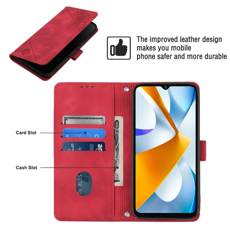 For Xiaomi Poco C40 Skin-feel Embossed Leather Phone Case