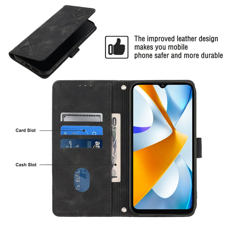 For Xiaomi Poco C40 Skin-feel Embossed Leather Phone Case