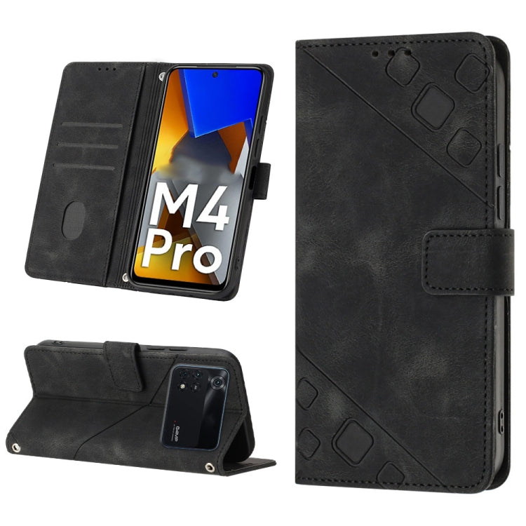For Xiaomi Poco M4 Pro 4G Skin-feel Embossed Leather Phone Case