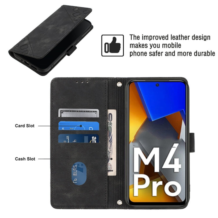 For Xiaomi Poco M4 Pro 4G Skin-feel Embossed Leather Phone Case