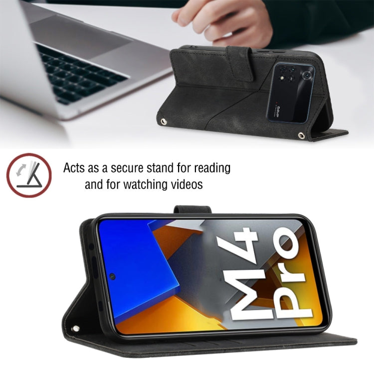 For Xiaomi Poco M4 Pro 4G Skin-feel Embossed Leather Phone Case