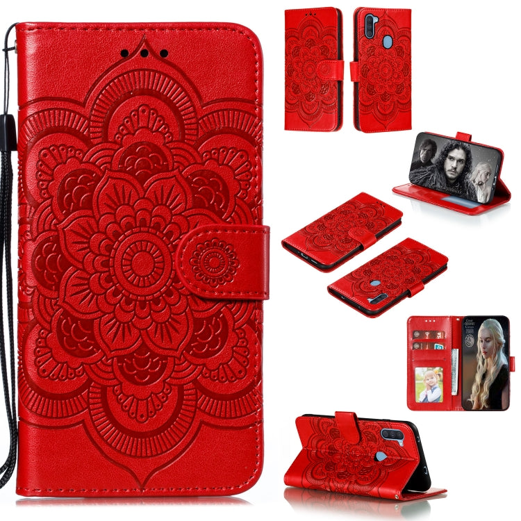 For Galaxy A11 Mandala Embossing Pattern Horizontal Flip PU Leather Case with Holder & Card Slots & Walle & Lanyard